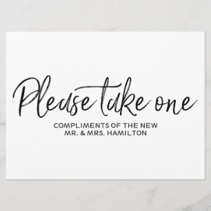 Convite "Por favor, pegue um" Placa de Letreiro para Prese
