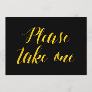 Convite "Por favor, pegue um" Sinal de Casamento Chic Faux