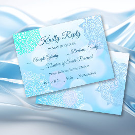 Convite Por Favor Responda RSVP Azul Turquesa Branco Manda