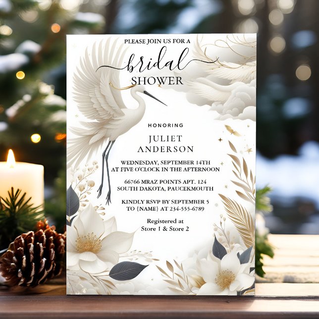 Convite Por Feather Asian Sky Cloud Crane Fun Chá de panel (Criador carregado)