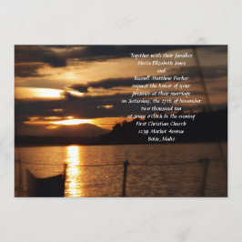 Convite Pôr o sol no casamento de um barco à vela