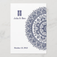 Porcelana branca azul-chinesa dupla felicidade