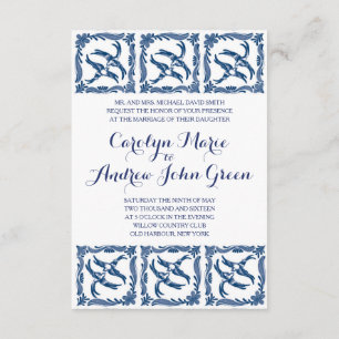 Convite Porcelana toile de delft do chinoiserie azul e