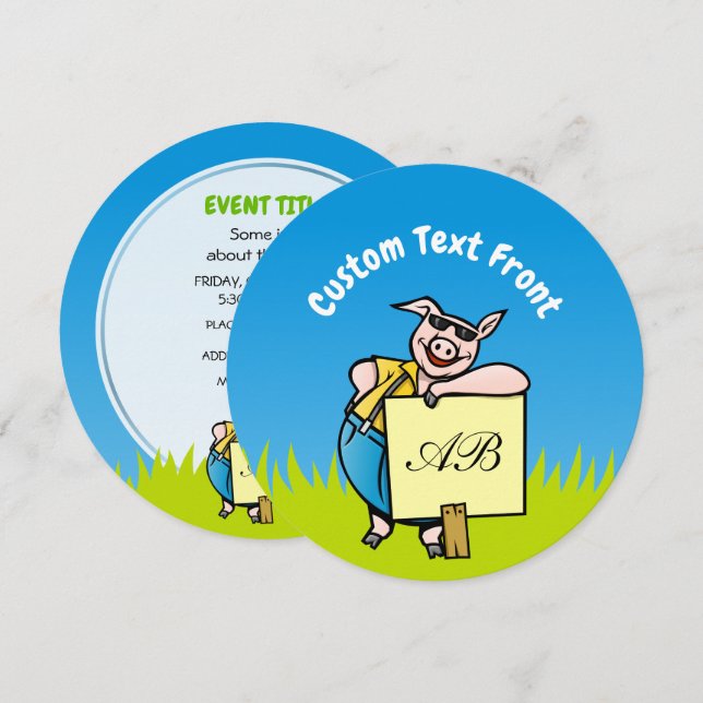 Convite Porco com Sinal (Frente/Verso)