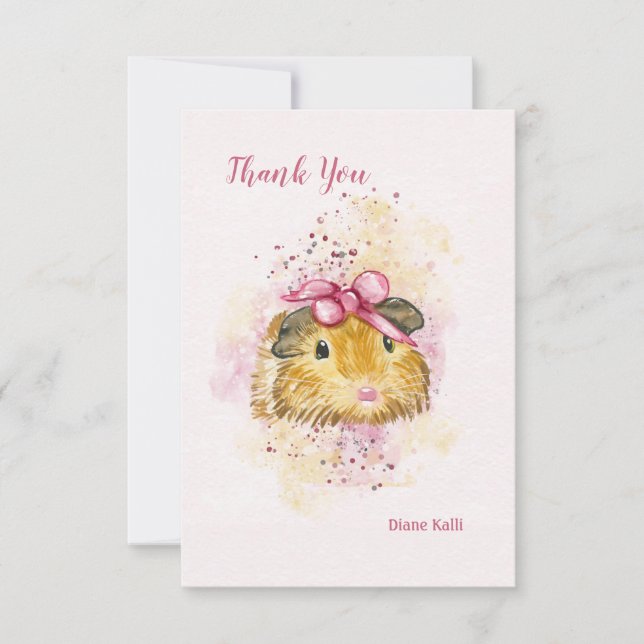 Convite Porco-guineense com papel personalizado Arco rosa (Frente)