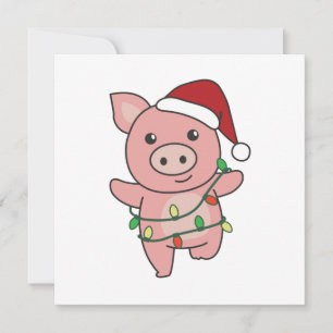 Convite Porcos Natal Animais de Inverno Porcos