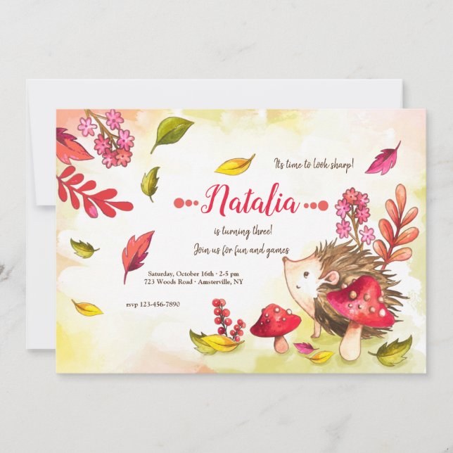 Convite Porcupine Cutie Festa de aniversário (Frente)