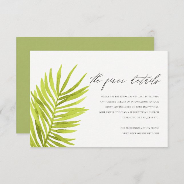 CONVITE PORMENORES DA FOLIAGEM DE FOLHA DE FOLHA VERDE RUS (Frente/Verso)