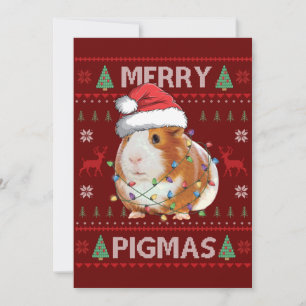 Convite Porquinho-da-índia Suéter Feio de Natal Alegre Por