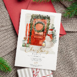 Convite Porta de Natal Aquarela com Festa Snowman<br><div class="desc">Porta De Natal Com Convite de festas De Neve. Itens correspondentes disponíveis.</div>