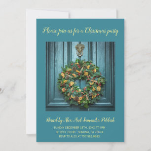 Convite Porta Elegante e Coroa de Natal Festa de Natal