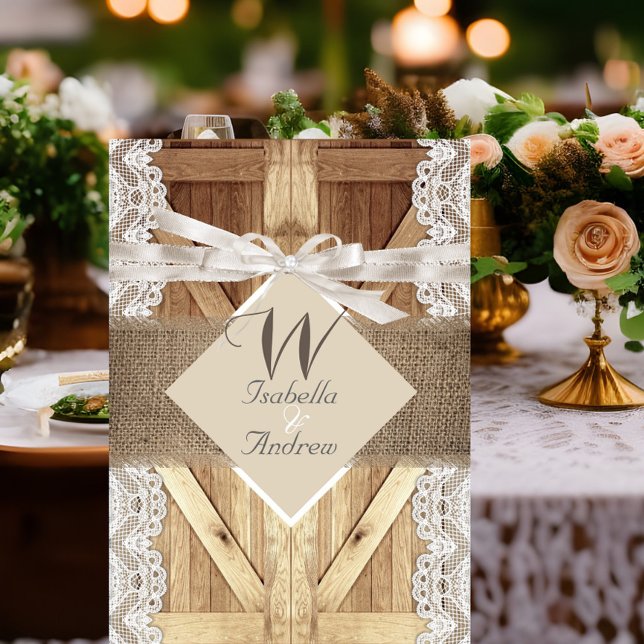 Convite Porta Rústica Casamento Bege Branco Renda Madeira  (Criador carregado)