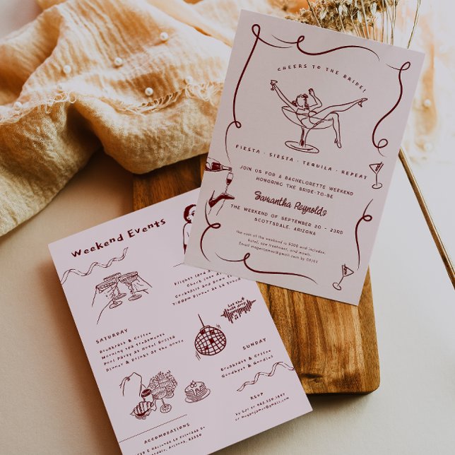 Convite Portão Retro Whimsical | Fim de Semana de Bachelor (Criador carregado)
