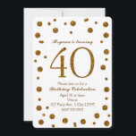 Convite Portas brilhantes brancas e Douradas 40ª Festa de<br><div class="desc">Portas brancas e Douradas de brilho 40º e 40º Convites de aniversário.</div>