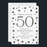 Convite Portas de brilho prateado 50º e 50 Festas de anive<br><div class="desc">Portas de brilho prateado 50º e 50 Convites de festas de aniversários.</div>