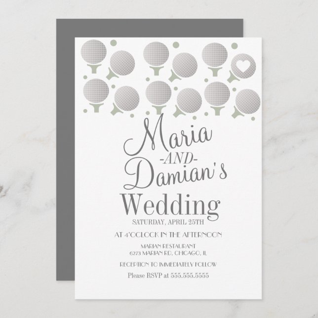 Convite Portas Esportivas e Camisetas de Casamento de Golf (Frente/Verso)