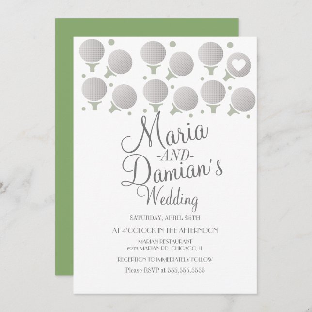 Convite Portas Esportivas e Camisetas de Casamento de Golf (Frente/Verso)