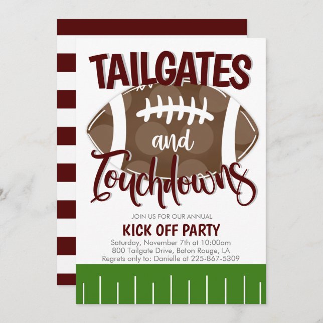 Convite Portas traseiras e touchdowns Futebol QUALQUER COR (Frente/Verso)