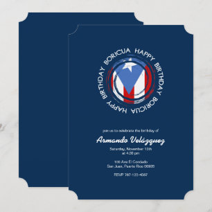 Convite Porto Rico Aniversário: Tema Boricua