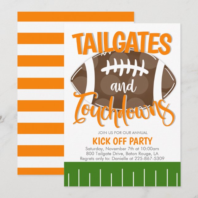 Convite Portões Traseiros e Touchdowns Futebol QUALQUER CO (Frente/Verso)