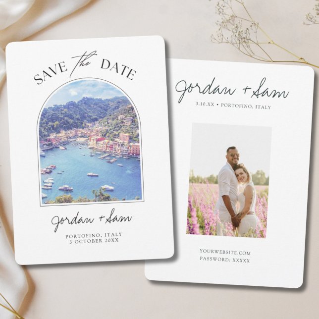 Convite Portofino Itália Casamento Salve a Data (Portofino Save the Date)