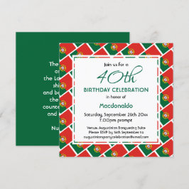Convite PORTUGAL FLAG Custom ANY AGE Birday