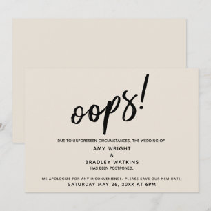 Convite Pós-castigo Humoroso "Oops"! Creme Card