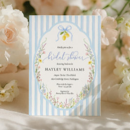 Convite Posey Wildflower Blue Bow Bridal Shower Invitation