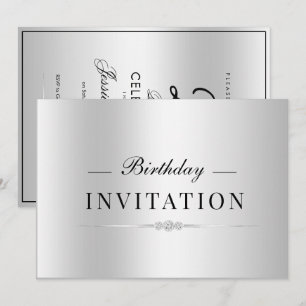 Convite Posh Glamour Prata Aniversário de 25 anos