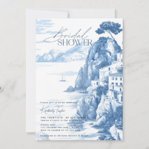 Convite Positano Amalfi Itália Toile Chá de Noiva
