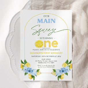 Convite Positano Blue Lemon Nosso primeiro aniversario de 