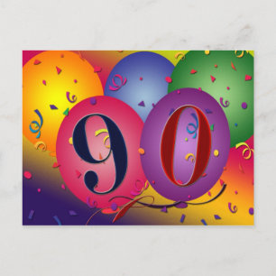 convite postal de festa de aniversário 90