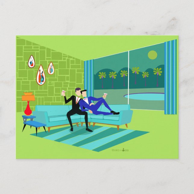 Convite postal do Casal Romântico Gay (Frente)