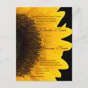 Convite postal para o casamento de girassol