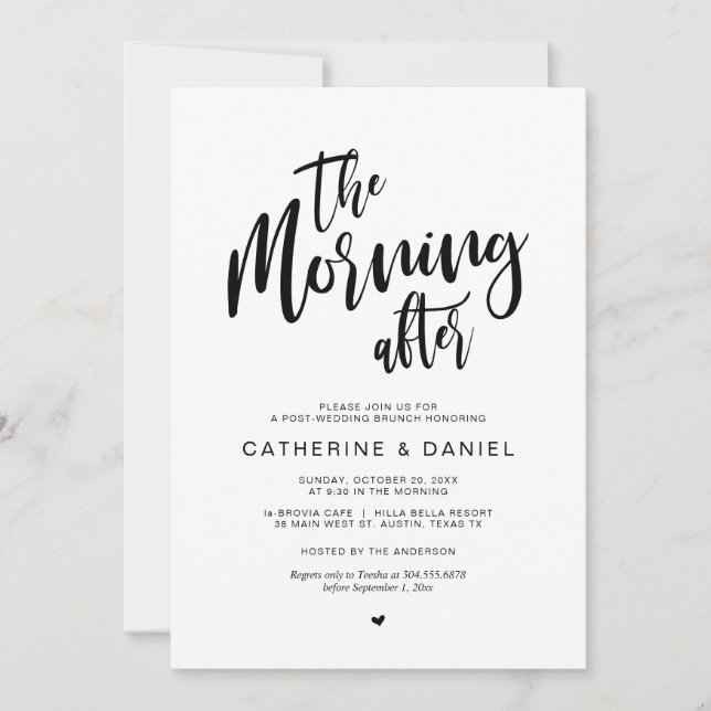 Convite Postar Brunch de casamento, na manhã seguinte (Frente)