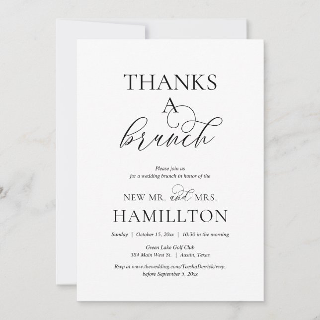 Convite Postar Brunch de casamento, Obrigados de um Convit (Frente)