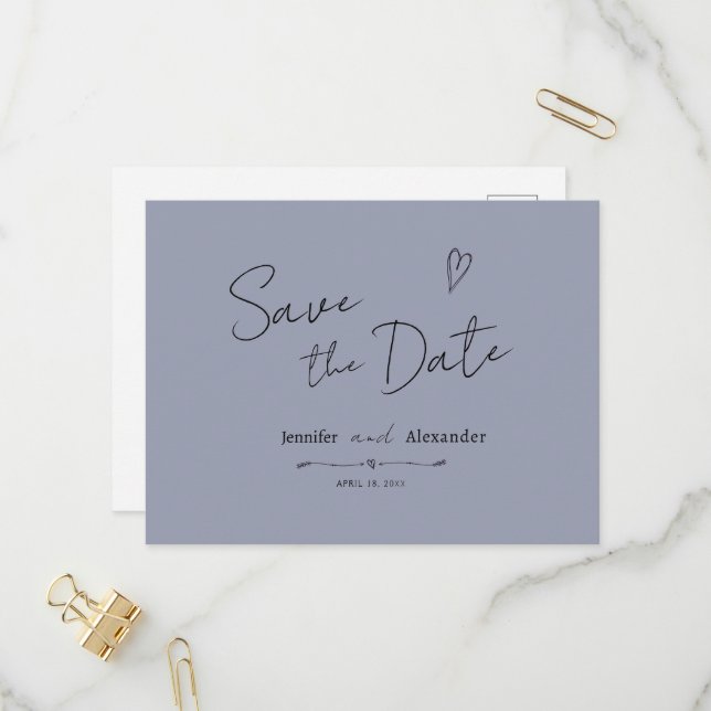 Convite Postcar Salvar a Data moderna horizontal (Frente/Verso In Situ)