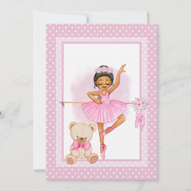 Convite Postcard Bailarina flora bolinhas (Frente)