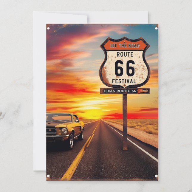 Convite POSTCARD Texas Route 66 (Frente)
