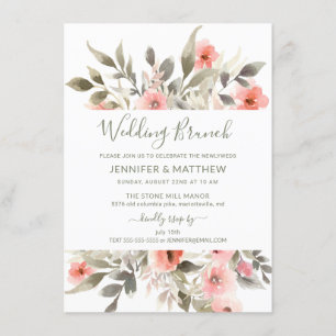 Convite Poste Brunch Watercolor Blush Rose Bouquet