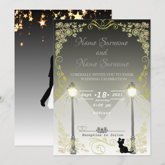 Convite poste de iluminação brilhante (Frente/Verso)