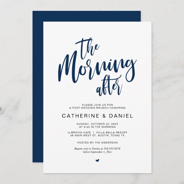 Convite Poste o Brunch de casamento, na manhã seguinte (Frente/Verso)