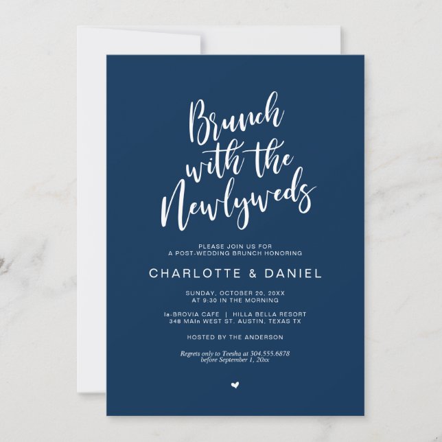 Convite Poste o casamento, Brunch com os recém-casados, Ma (Frente)