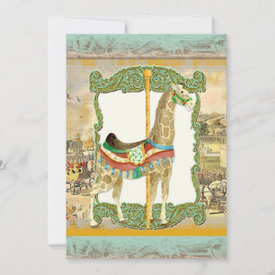 Convite Poster de Circo Vintage, Chá de fraldas Girafa