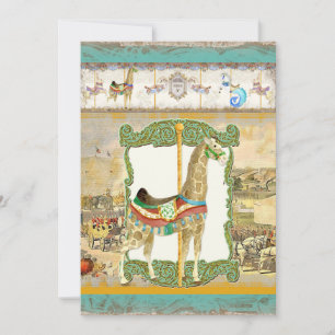 Convite Poster de Circo Vintage, Chá de fraldas Girafa