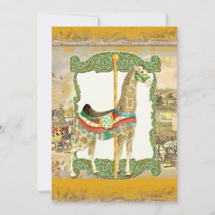 Convite Poster de Circo Vintage, Chá de fraldas Girafa