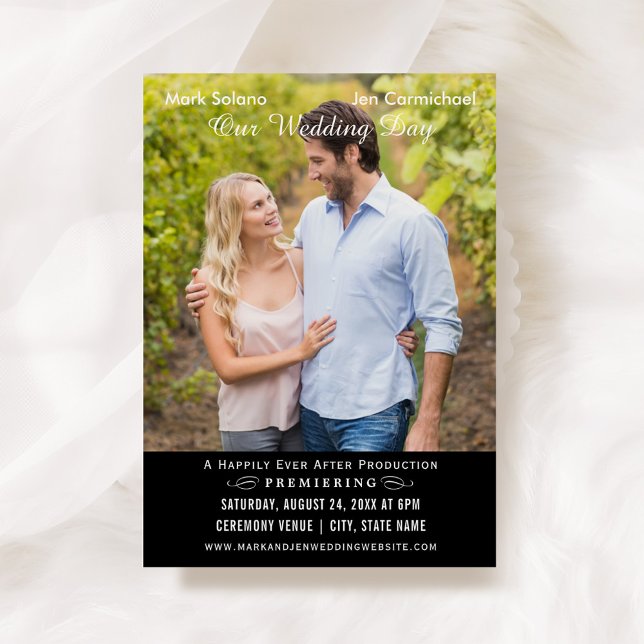 Convite Poster de filme de casamento exclusivo - Foto pret (Criador carregado)