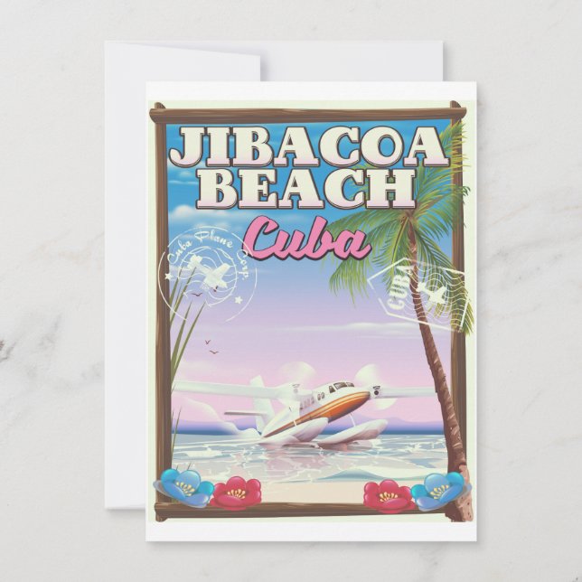 Convite Poster de viagens de Cuba na praia de Jibacoa (Verso)