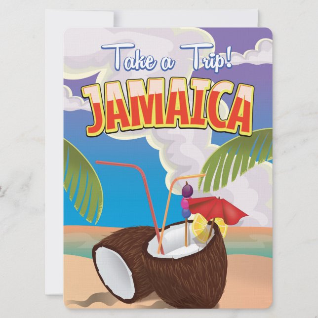 Convite Poster de viagens de desenho animado da Jamaica (Frente)