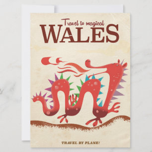 Convite poster de viagens de Dragão de Gales Mágico
